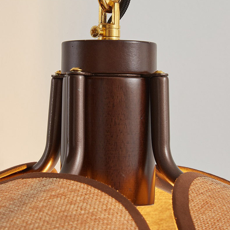 Wood Iron Curved Arm Wall Lamp