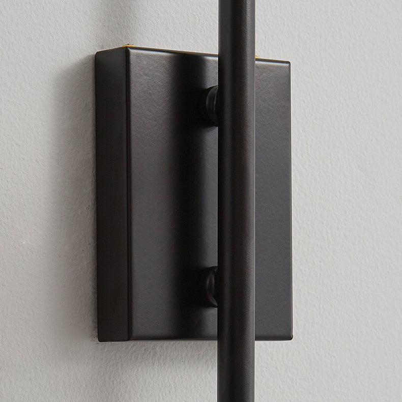 Wood Iron Curved Arm Wall Lamp