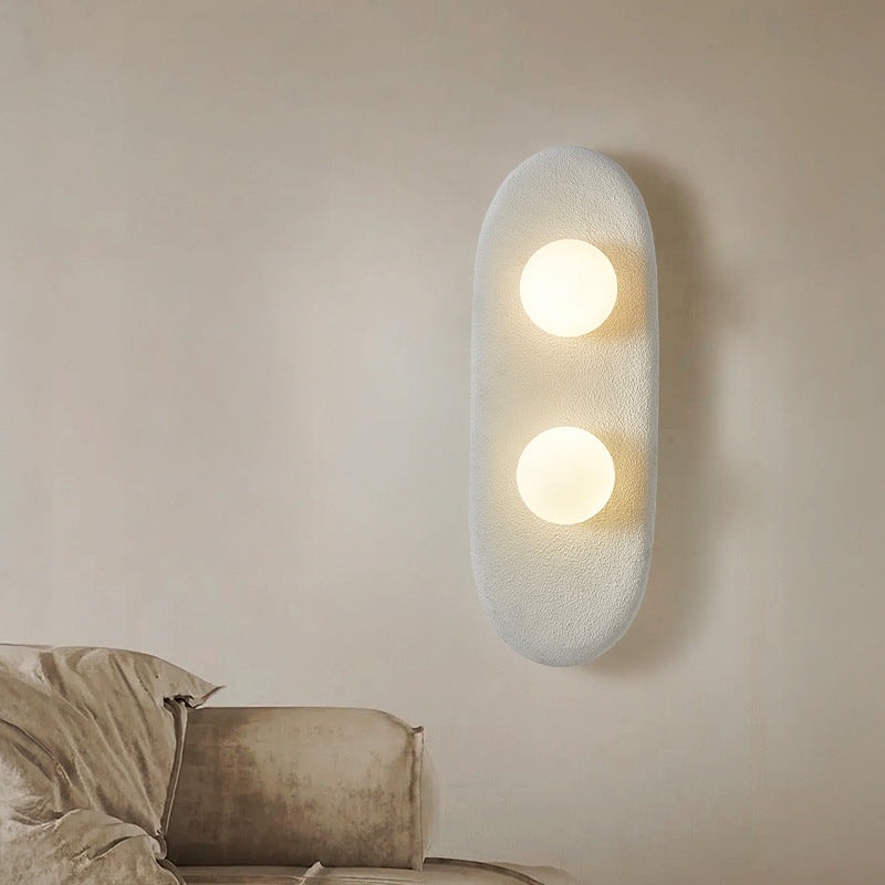 Polystyrene Oval Globe Bedroom 2-Light Wall Lamp
