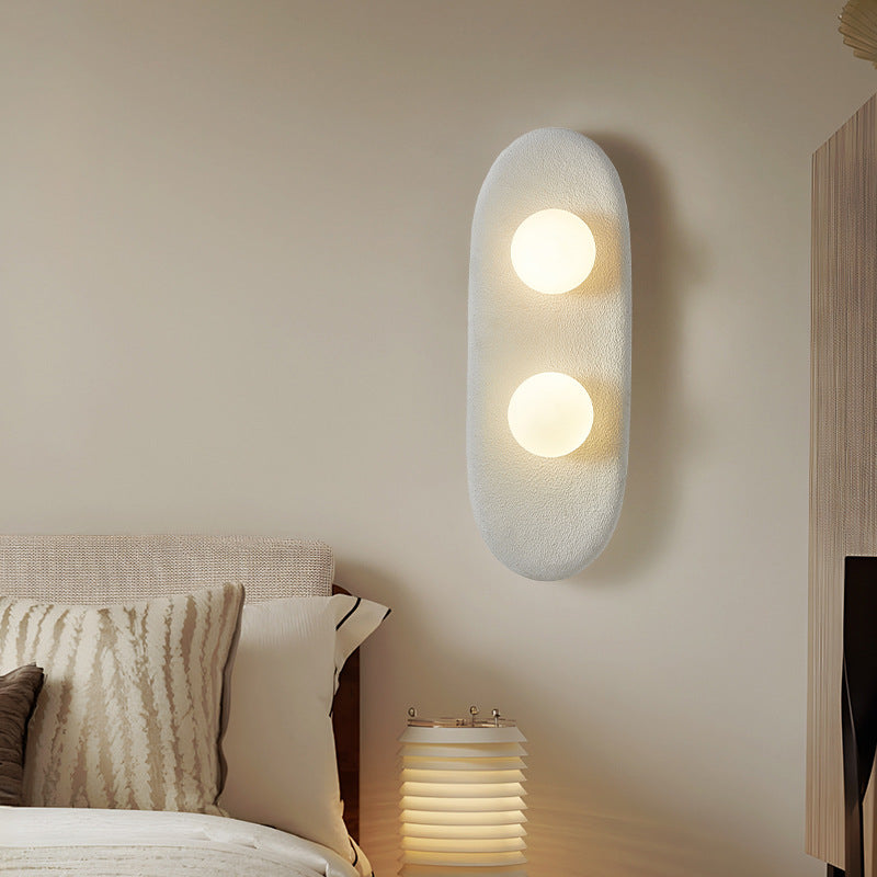 Polystyrene Oval Globe Bedroom 2-Light Wall Lamp