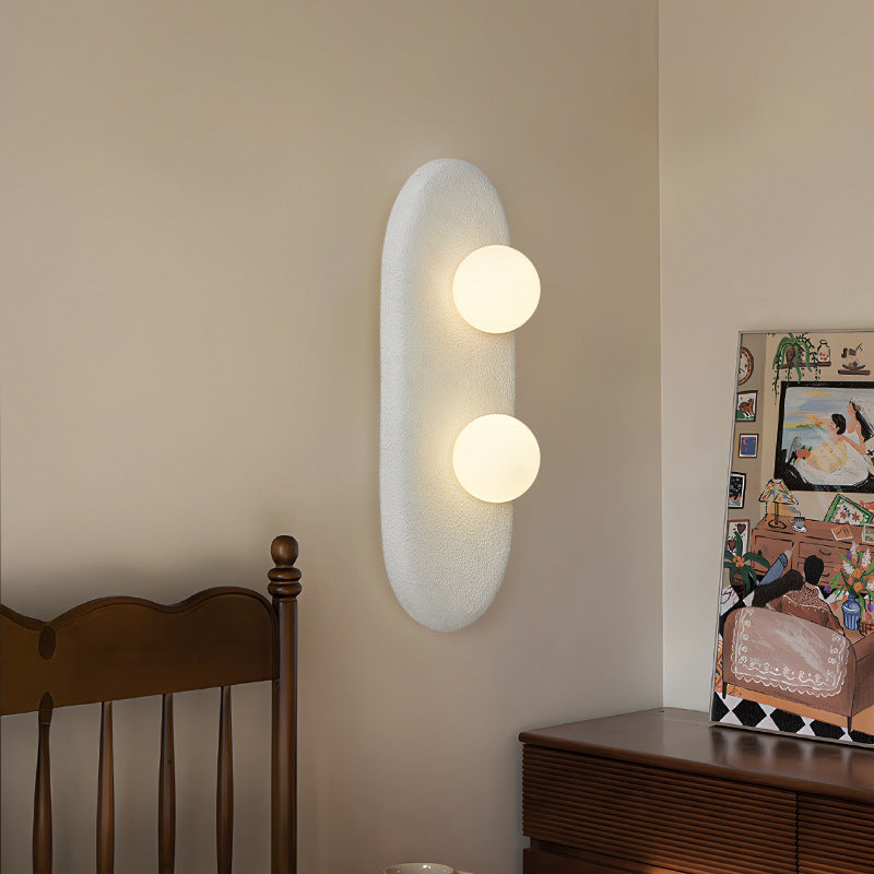 Polystyrene Oval Globe Bedroom 2-Light Wall Lamp