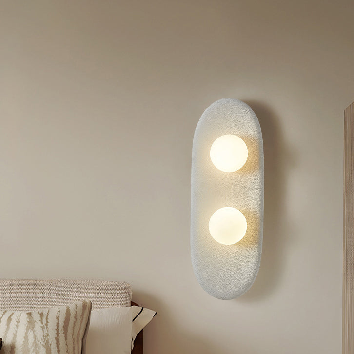 Polystyrene Oval Globe Bedroom 2-Light Wall Lamp
