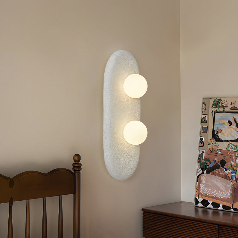 Polystyrene Oval Globe Bedroom 2-Light Wall Lamp