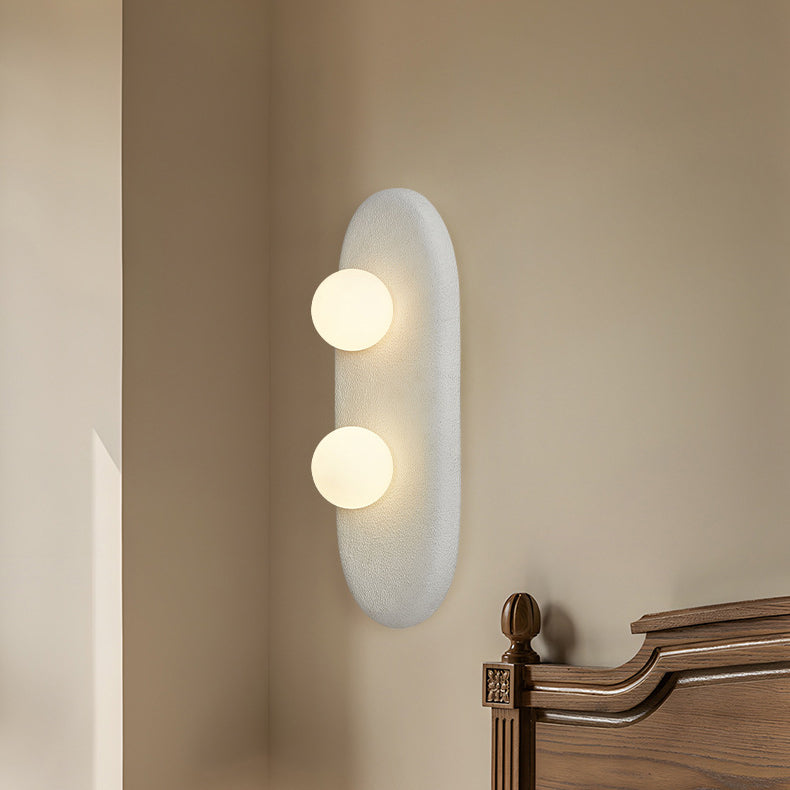 Polystyrene Oval Globe Bedroom 2-Light Wall Lamp