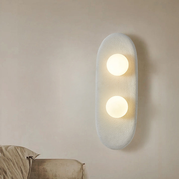 Polystyrene Oval Globe Bedroom 2-Light Wall Lamp