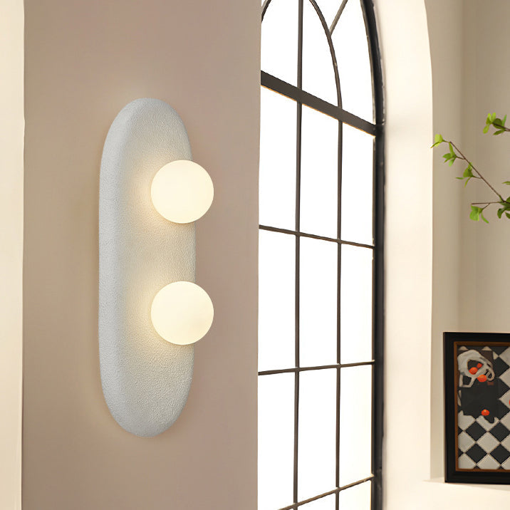 Polystyrene Oval Globe Bedroom 2-Light Wall Lamp