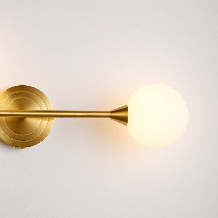 Brass Straight Rod Globe 2-Light Wall Lamp