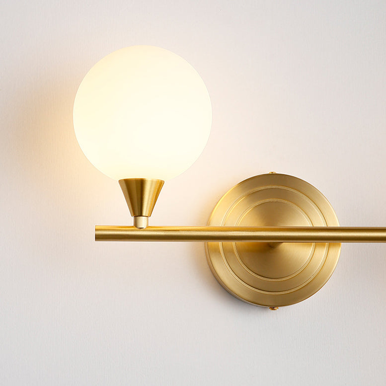 Brass Straight Rod Globe 2-Light Wall Lamp