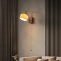 Brass Walnut Pleated Fabric Wall Lamp