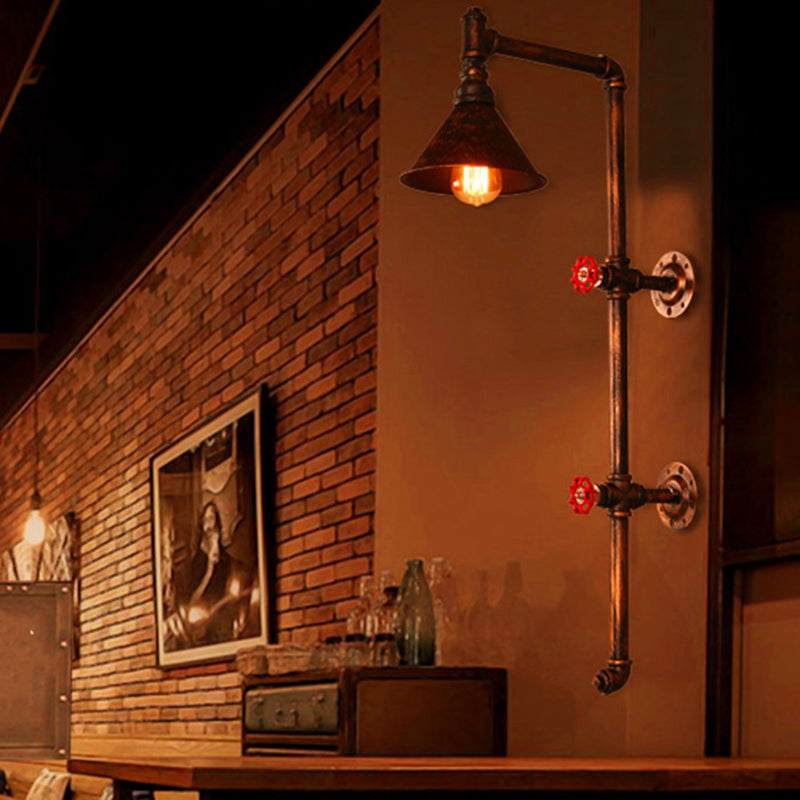 Iron Pipe Cone Living Wall Lamp