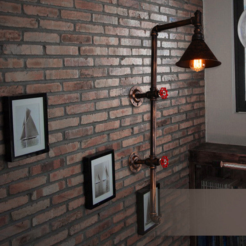 Iron Pipe Cone Living Wall Lamp