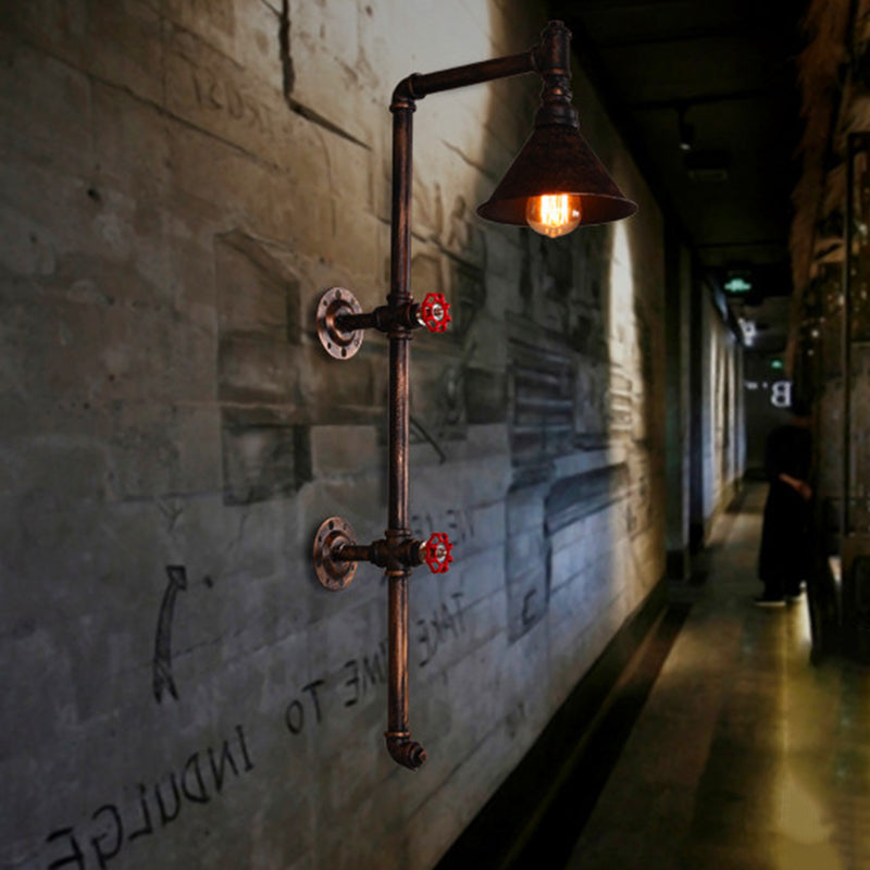 Iron Pipe Cone Living Wall Lamp