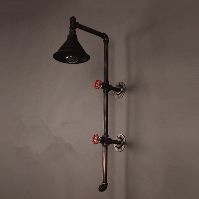 Iron Pipe Cone Living Wall Lamp