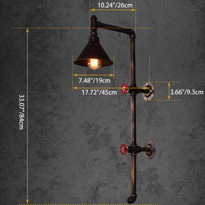 Iron Pipe Cone Living Wall Lamp