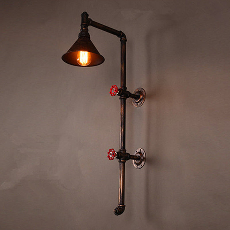 Iron Pipe Cone Living Wall Lamp