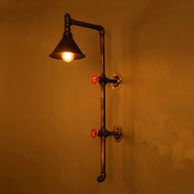 Iron Pipe Cone Living Wall Lamp