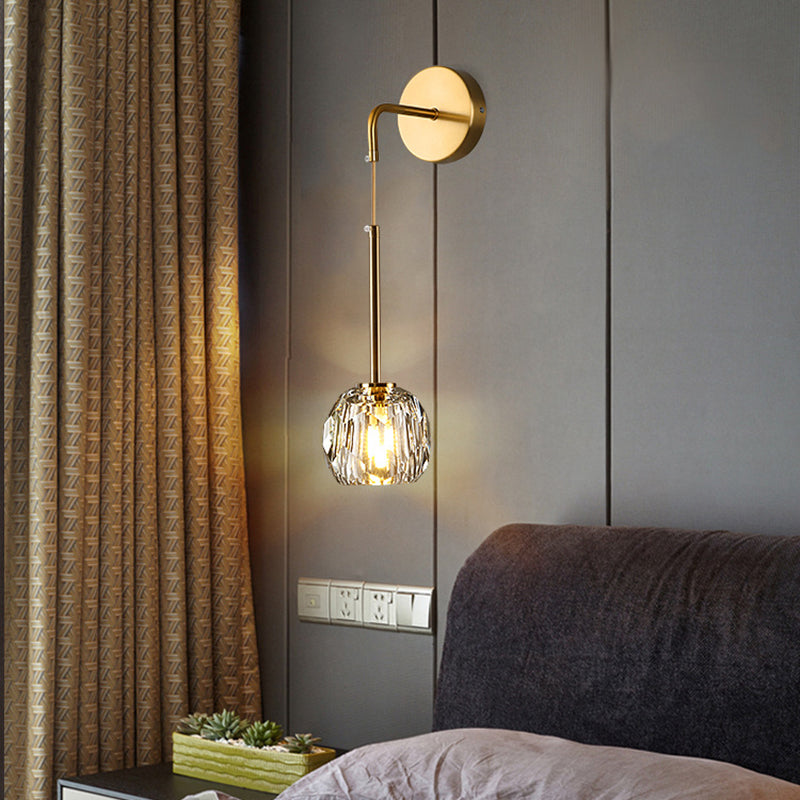 Iron Crystal Cylindrical Bedroom Wall Lamp