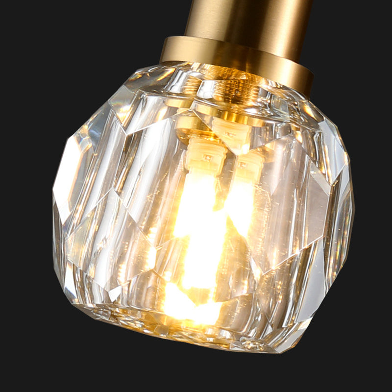 Iron Crystal Cylindrical Bedroom Wall Lamp