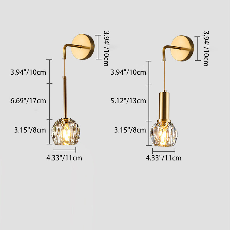 Iron Crystal Cylindrical Bedroom Wall Lamp