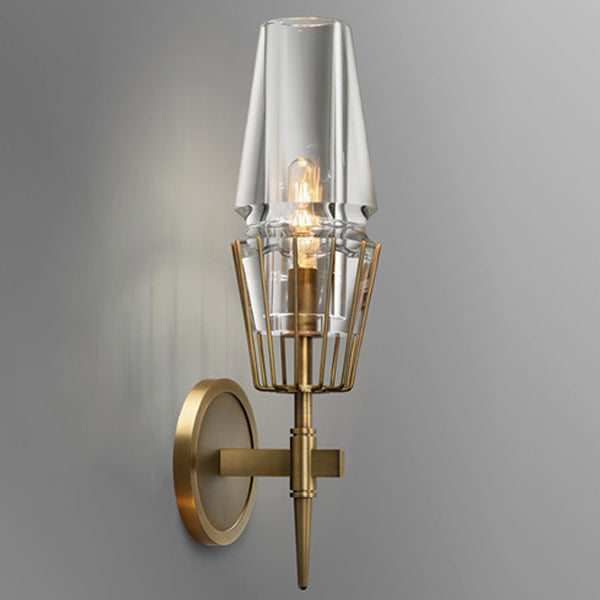Full Brass Crystal Round Wall Lamp