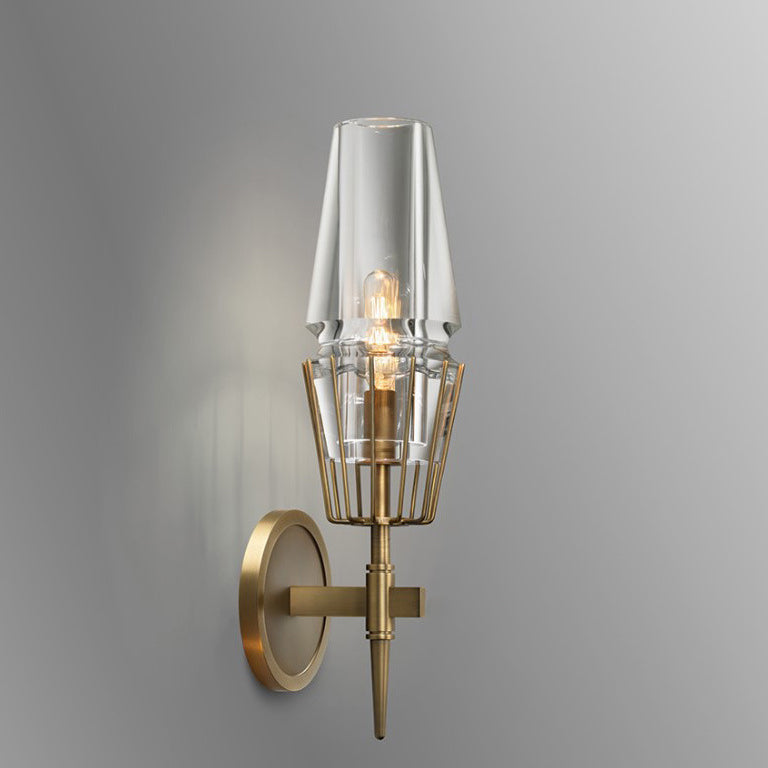 Full Brass Crystal Round Wall Lamp