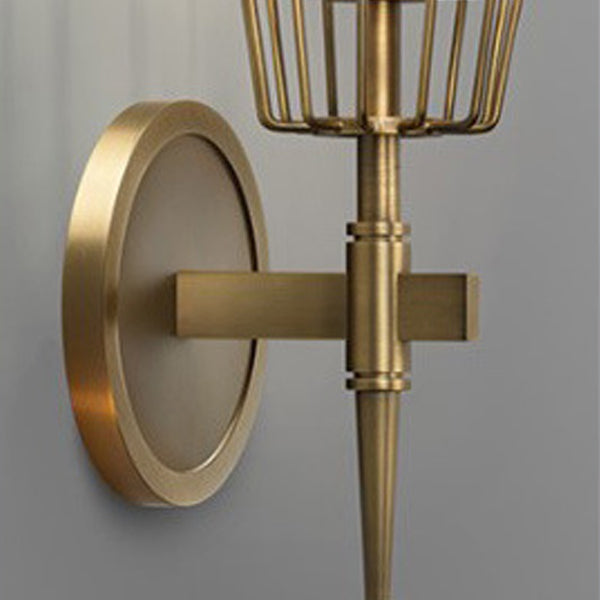 Full Brass Crystal Round Wall Lamp