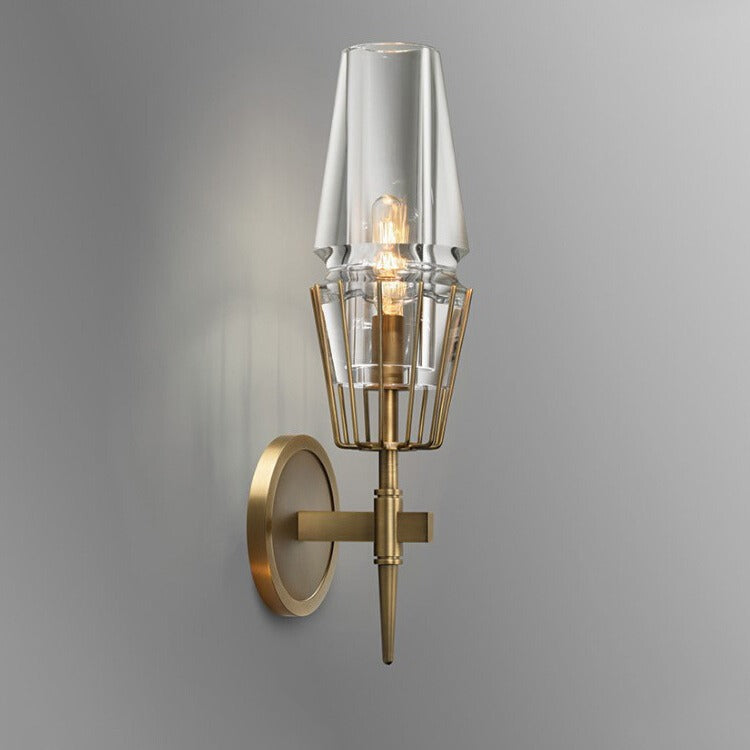 Full Brass Crystal Round Wall Lamp