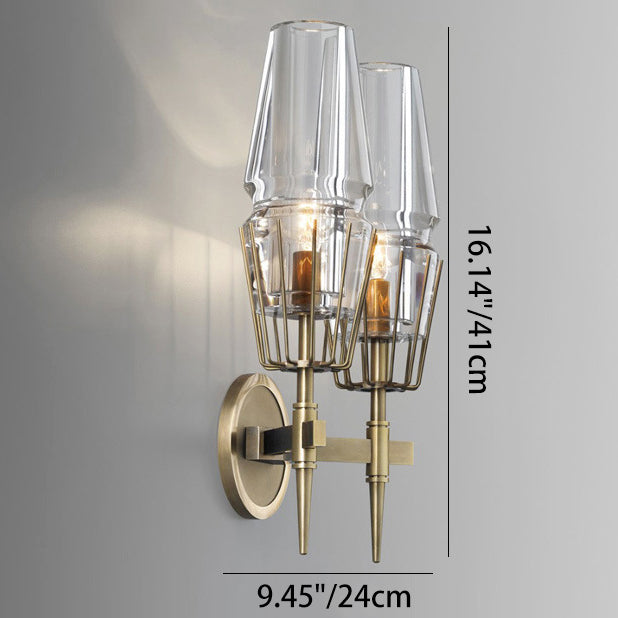Full Brass Crystal Round Wall Lamp