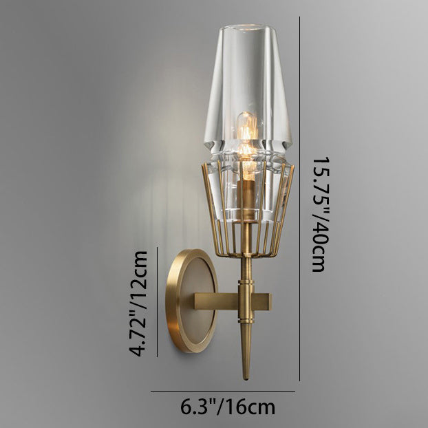 Full Brass Crystal Round Wall Lamp