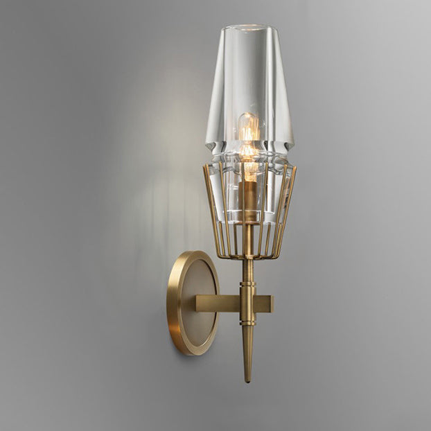 Full Brass Crystal Round Wall Lamp