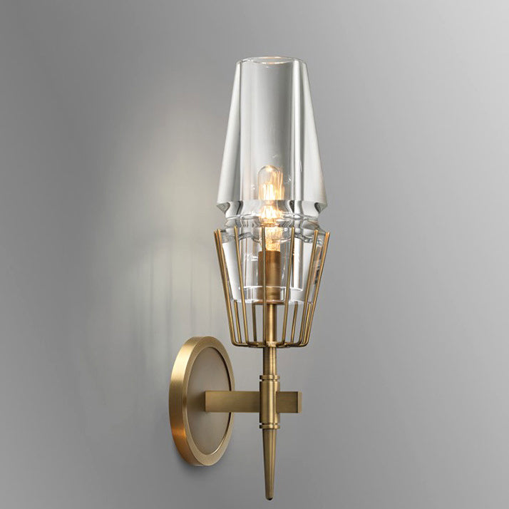 Full Brass Crystal Round Wall Lamp