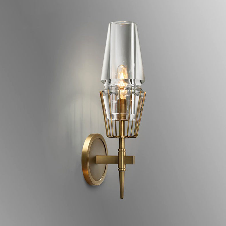 Full Brass Crystal Round Wall Lamp