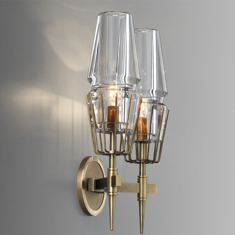 Full Brass Crystal Round Wall Lamp
