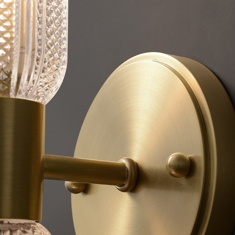 Copper Glass Cylinder Diamond 2-Light Wall Lamp