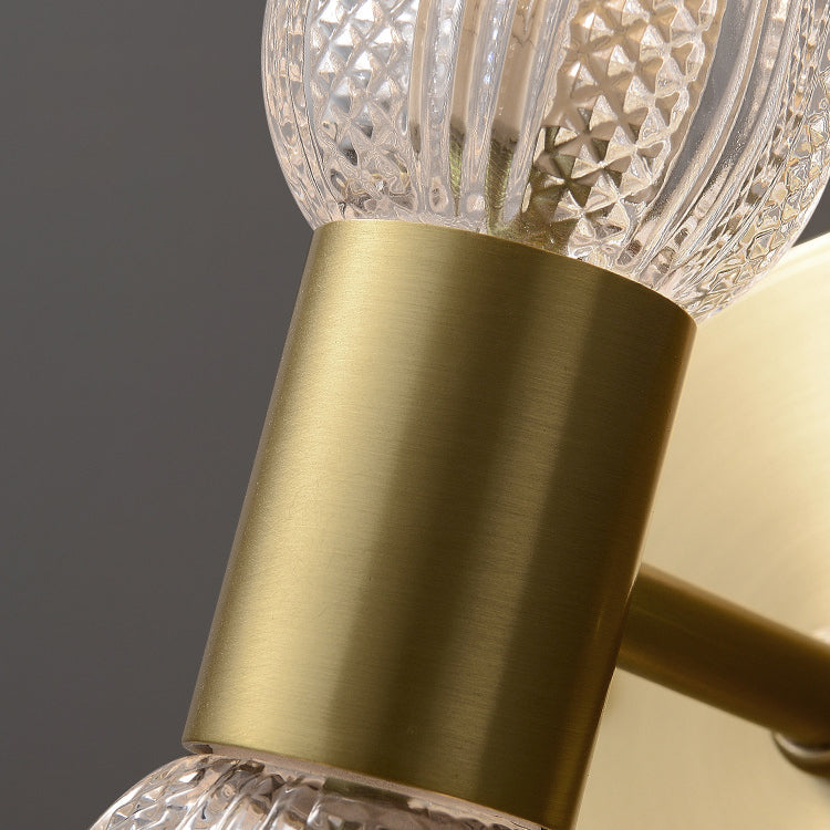 Copper Glass Cylinder Diamond 2-Light Wall Lamp