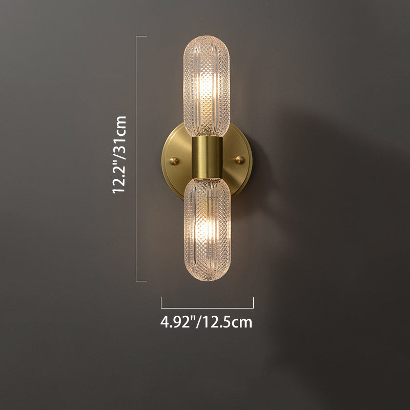 Copper Glass Cylinder Diamond 2-Light Wall Lamp