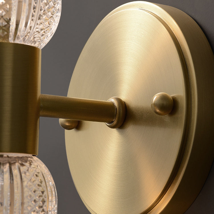 Copper Glass Cylinder Diamond 2-Light Wall Lamp