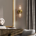 Copper Glass Cylinder Diamond 2-Light Wall Lamp