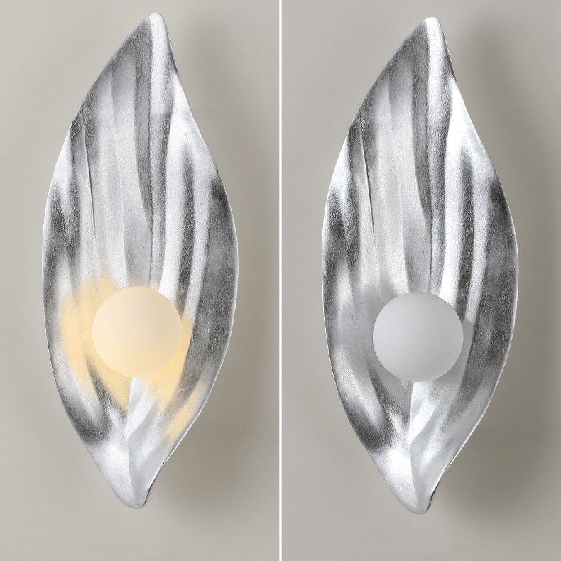 Resin Glass Leaf-Shaped Globe Wall Lamp
