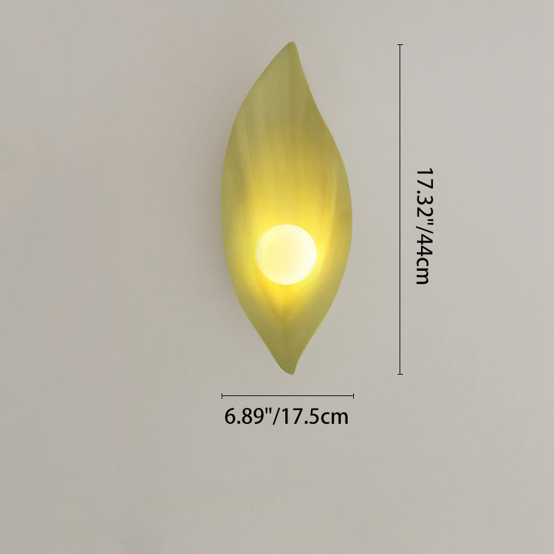 Resin Glass Leaf-Shaped Globe Wall Lamp