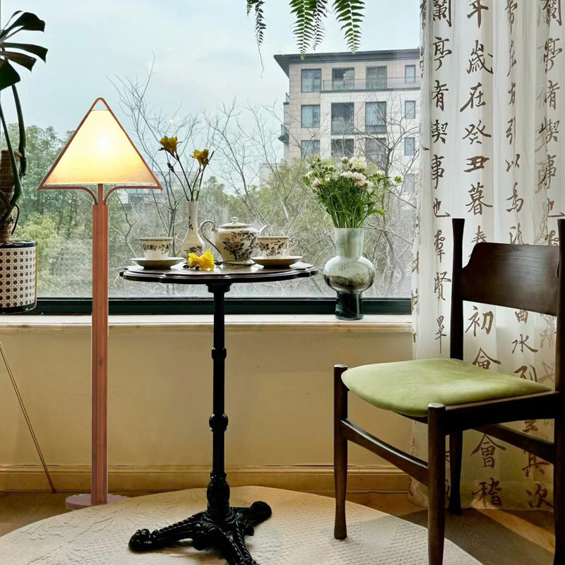 Wood Fabric Cylinder Living Floor Lamp