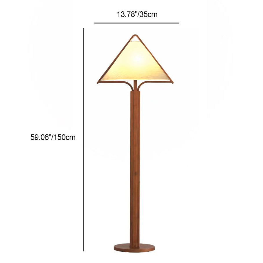 Wood Fabric Cylinder Living Floor Lamp