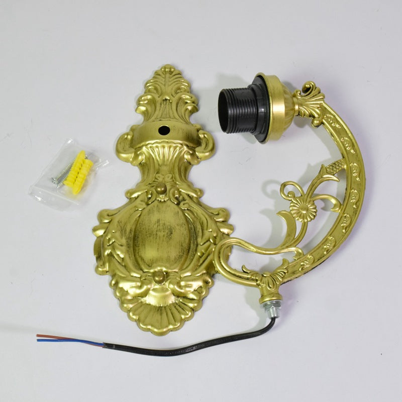 Iron Glass Floral Cone Wall Lamp