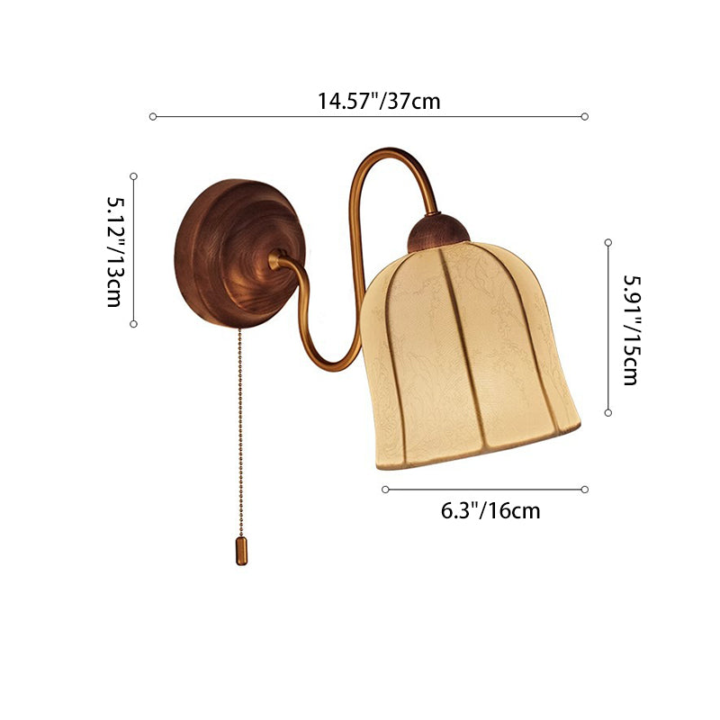 Metal Fabric Floral Pattern Wall Lamp