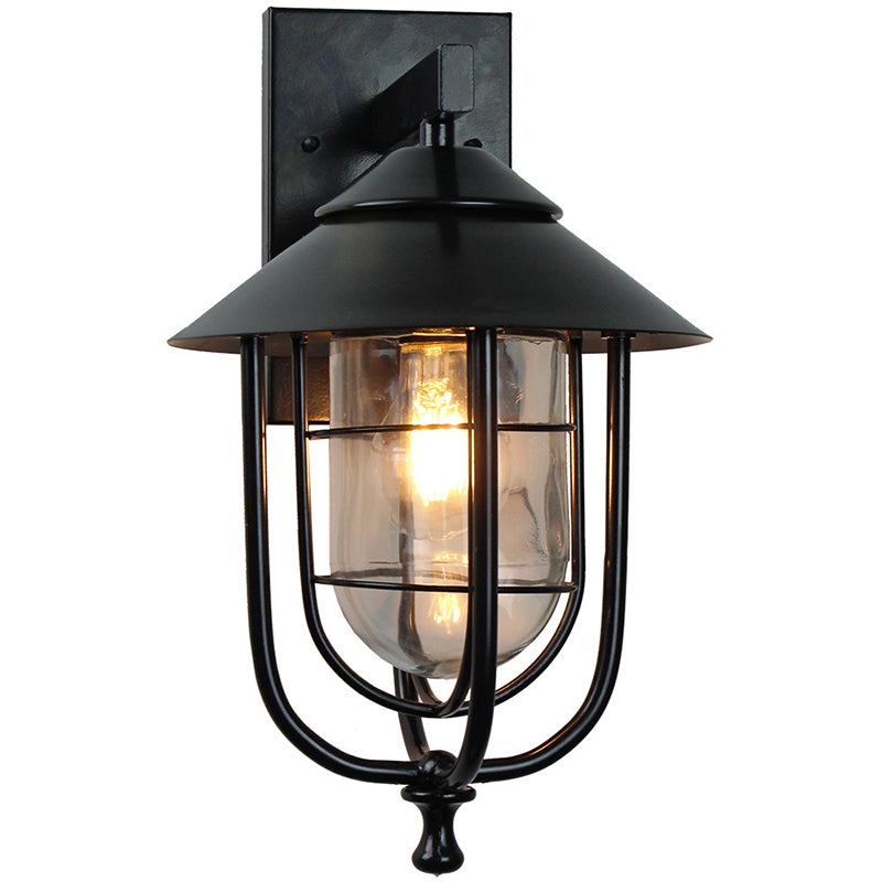 Iron Glass Caged Cylinder Outdoor Light
