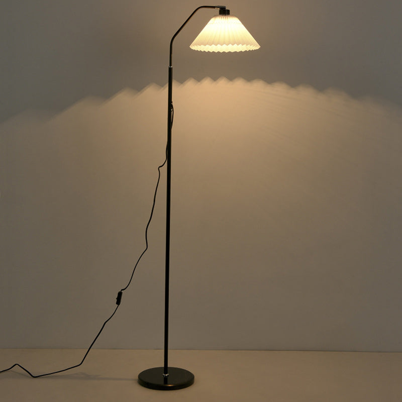 Iron Fabric Pleated Cylinder Floor Lamp