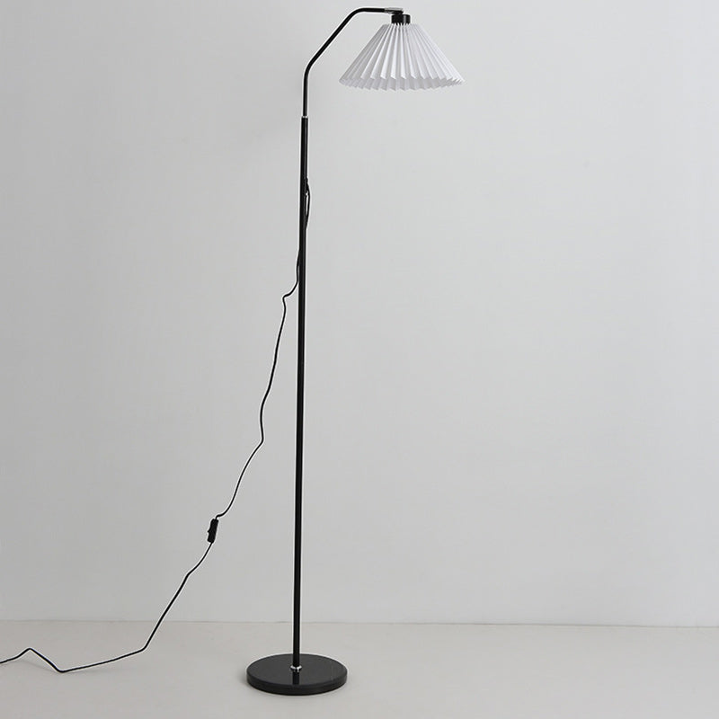 Iron Fabric Pleated Cylinder Floor Lamp