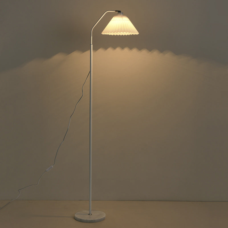 Iron Fabric Pleated Cylinder Floor Lamp