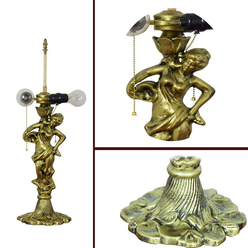 Alloy Stained Glass Dome 3-Light Table Lamp
