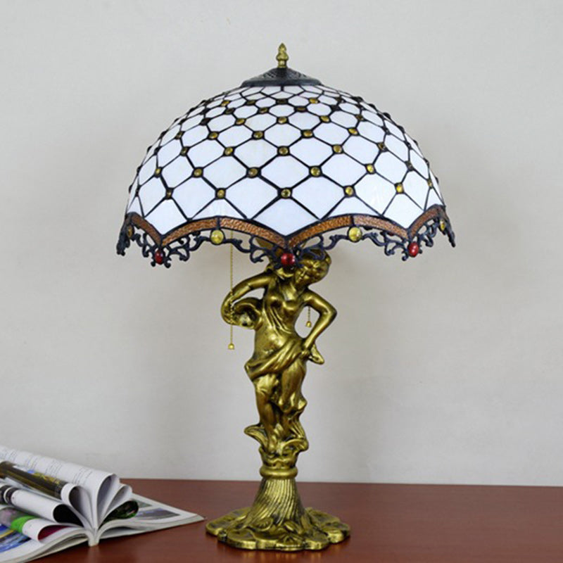 Alloy Stained Glass Dome 3-Light Table Lamp